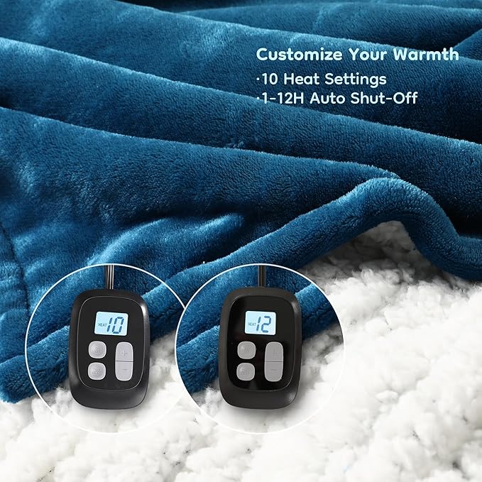 LaffyLo Electric Heated Blanket King Size 90 x 100, Dual Control, Fast Heating - Image 3