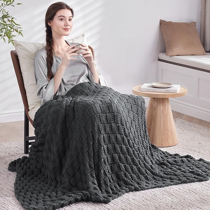 Knitted Weighted Blanket Kids, No Beads Heavy Blanket 36” x 48'' 3lbs, - Image 6