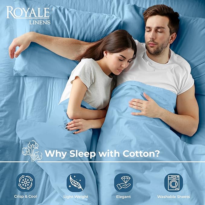 Royale Linens 100% Organic Cotton Queen Flat Sheet Only - Image 3