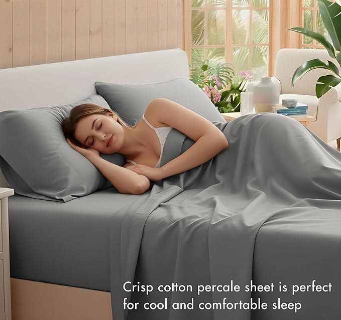 RUVANTI 100% Cotton Sheets – King Size Percale Bedding, Cooling & Breathable - Image 3