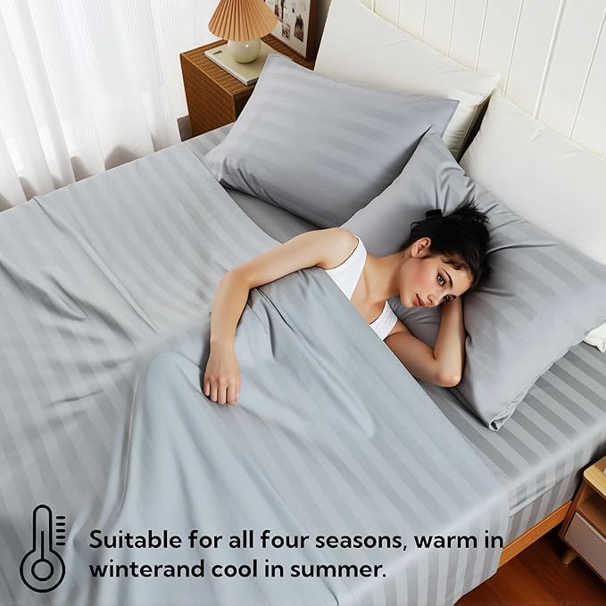 Cotton Flat Sheets Only, 600 TC 100% Cotton Flat Sheet Top Sheet Only, Twin - Image 7