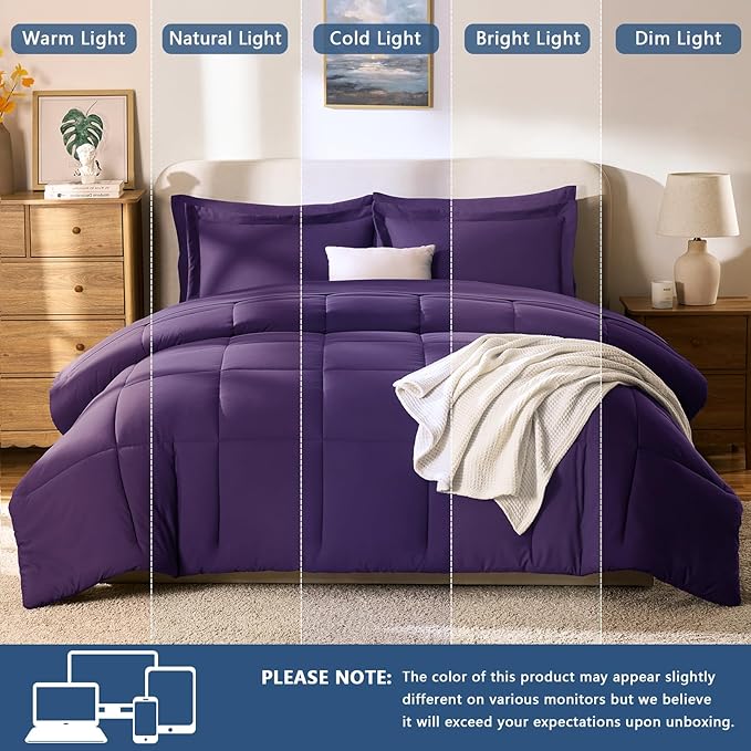 CozyLux Full Size Comforter Sets Purple - Image 5