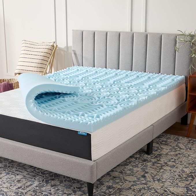 LUCID 3 Inch Gel Memory Foam Mattress Topper, Twin XL size – 5 Zones – Cooling by Lucid
