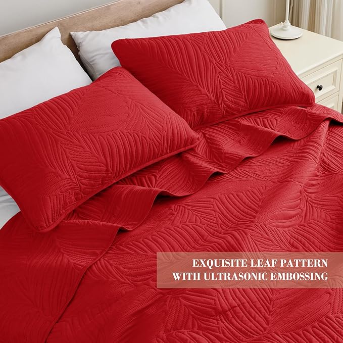 Exclusivo Mezcla California King Quilt Bedding Set, Lightweight Red Quilts Cal - Image 3
