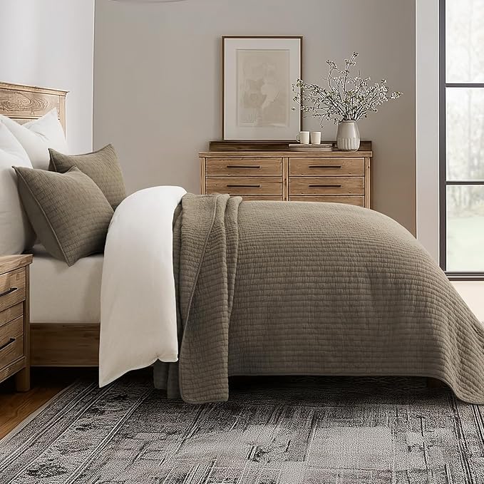 EVERGRACE Cross Stitch Pre-Washed Cotton Quilt Bedding Set Queen Size, - Image 5