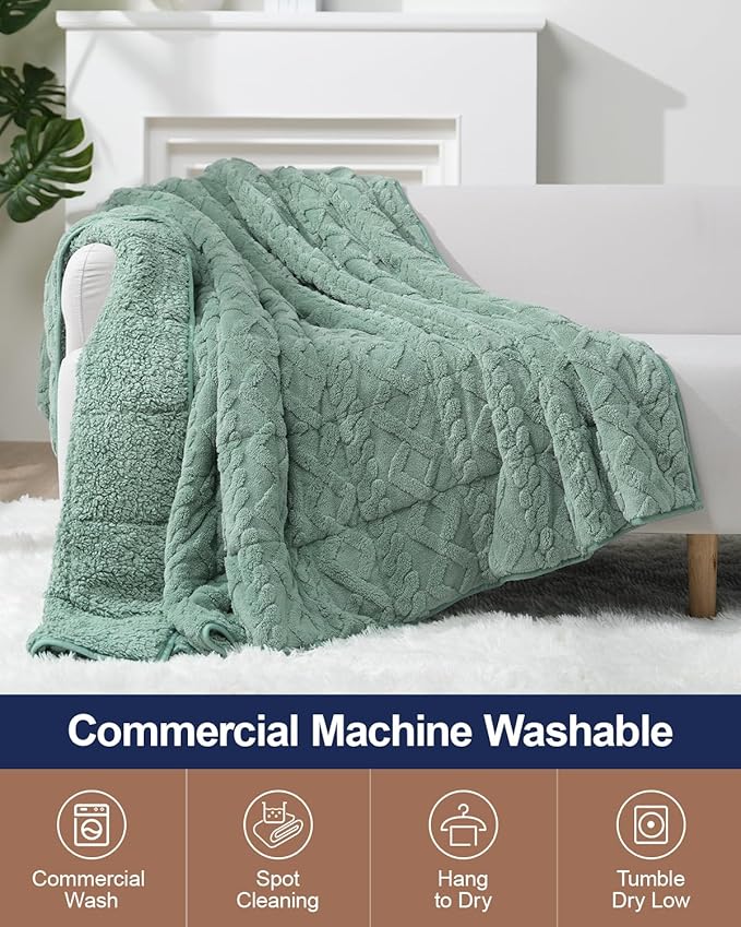 Super Fuzzy Soft Sherpa Fleece Weighted Blanket, 15 lbs Dual Sided Fluffy Heavy - Image 5