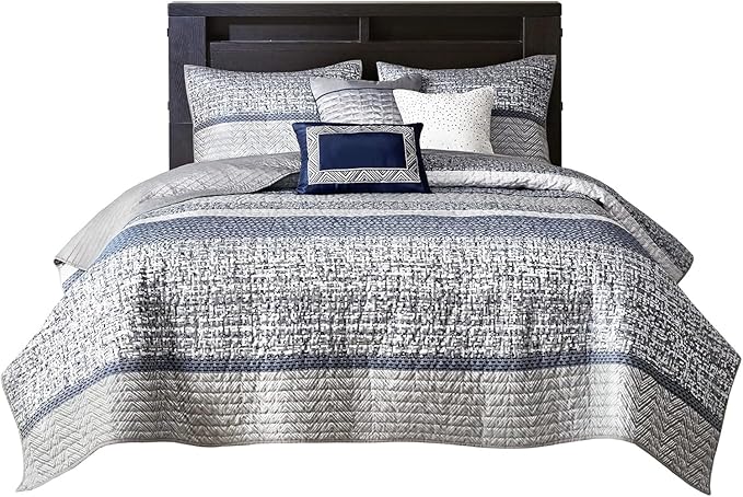 Madison Park Queen Quilt Set Lustrous Jacquard & Glitter Accent Coverlet Set - Image 9
