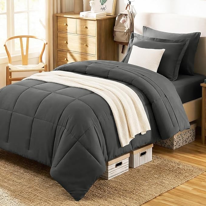 CozyLux Twin XL Comforter Set Dark Grey by CozyLux