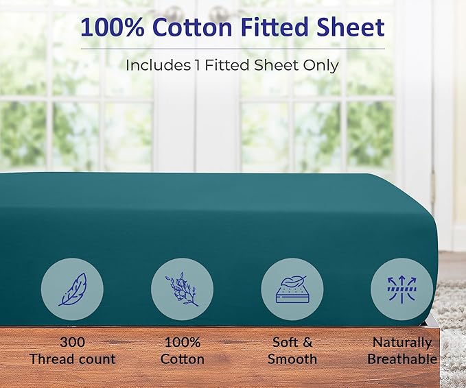 ROYALE LINENS 300 Thread Count 100% Long Staple Combed Cotton Fitted Sheet Full - Image 3