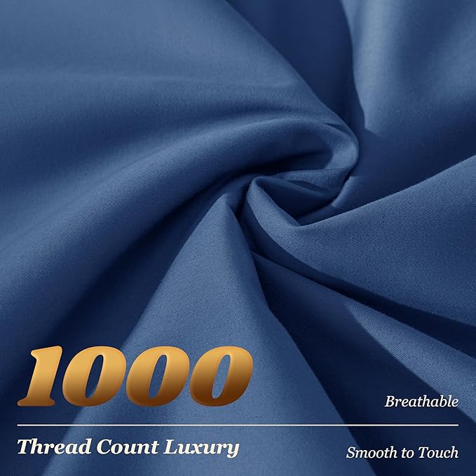 LBRO2M 1000 Thread Count 100% Cotton Sheets Set, California King Size Bed Sheet - Image 3