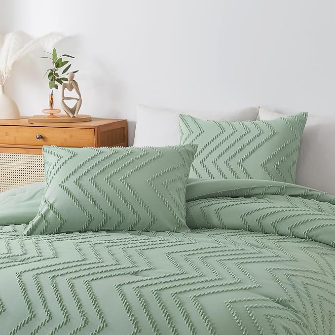 Andency Sage Green Comforter Full, Boho Soft Fluffy Warm Lightweight Bedding - Image 6