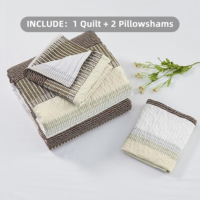 Andency California King Quilt Set Mocha Brown, 3 Pieces Ultra Soft Lightweight - Image 6