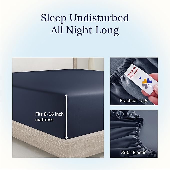 California Design Den Queen Size Fitted Sheet, Deep Pocket Soft 400 Thread - Image 6