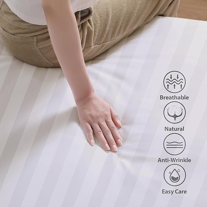 100% Egyptian Cotton Fitted Sheet Full Size, 600 Thread Count, Single Fitted - Image 2