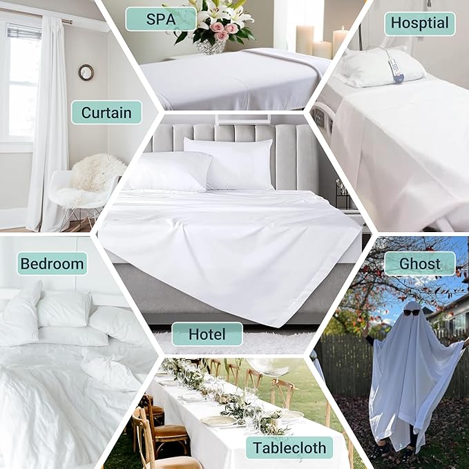 ZPECC Full Flat Sheet Only 1 Pack, Durable White Top Bed Sheets Hypoallergenic - Image 3