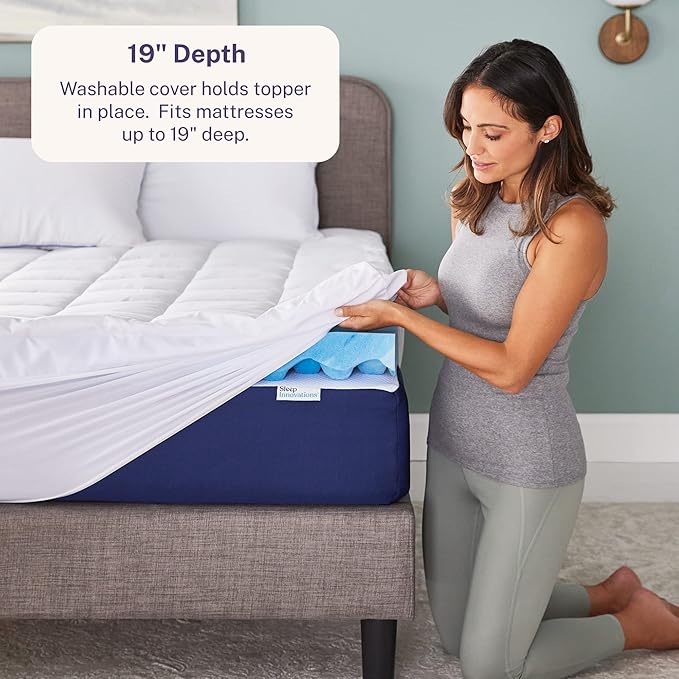 Sleep Innovations Dual Layer 4 Inch Memory Foam Mattress Topper, Queen Size - Image 4