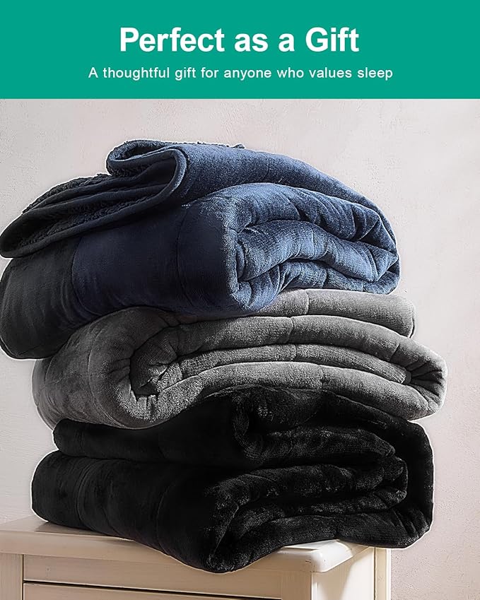 Super Fuzzy Soft Sherpa Fleece Weighted Blanket, 15 lbs Dual Sided Fluffy Heavy - Image 5