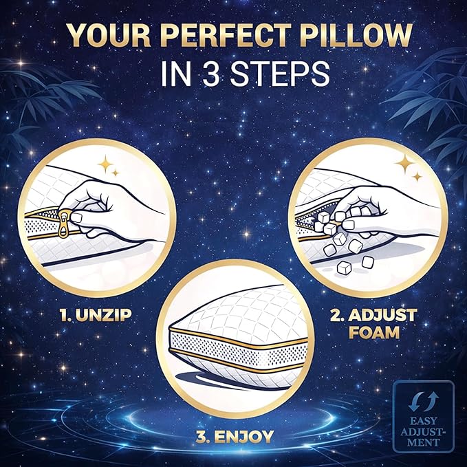 Royal Therapy King Memory Foam Pillow, Adjustable Shredded Odor-Free Pillow - Image 4