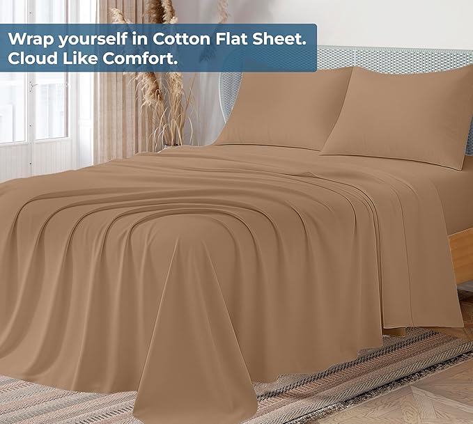 Royale Linens 100% Organic Cotton Twin Flat Sheet Only - Image 2
