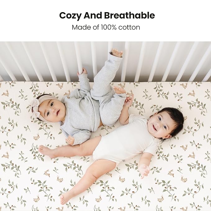 Konssy Muslin Crib Sheets 2 PCS, 100% Cotton Baby Crib Sheets - Image 2