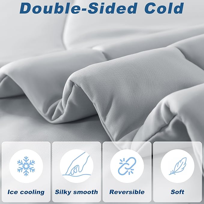 Cooling Comforter Twin Size, Double-Sided Cold Tech Fabric Quilted Bed - Image 3