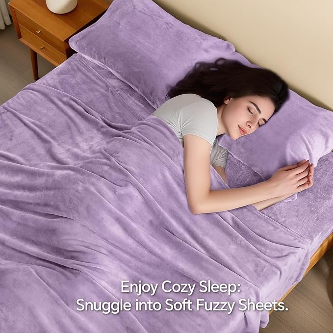 BEDELITE Flannel Sheets Queen Size Lavender - Image 3