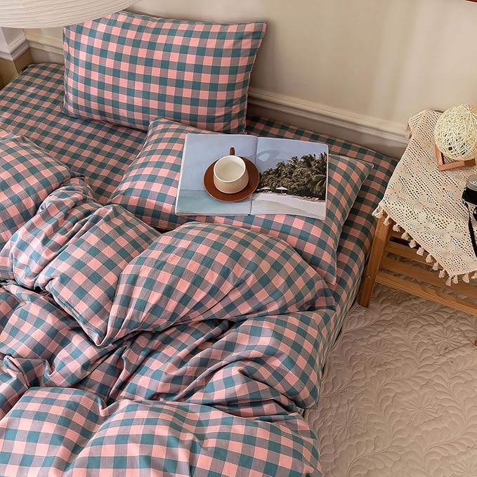 mixinni Plaid Duvet Cover Set King Purple - Image 5