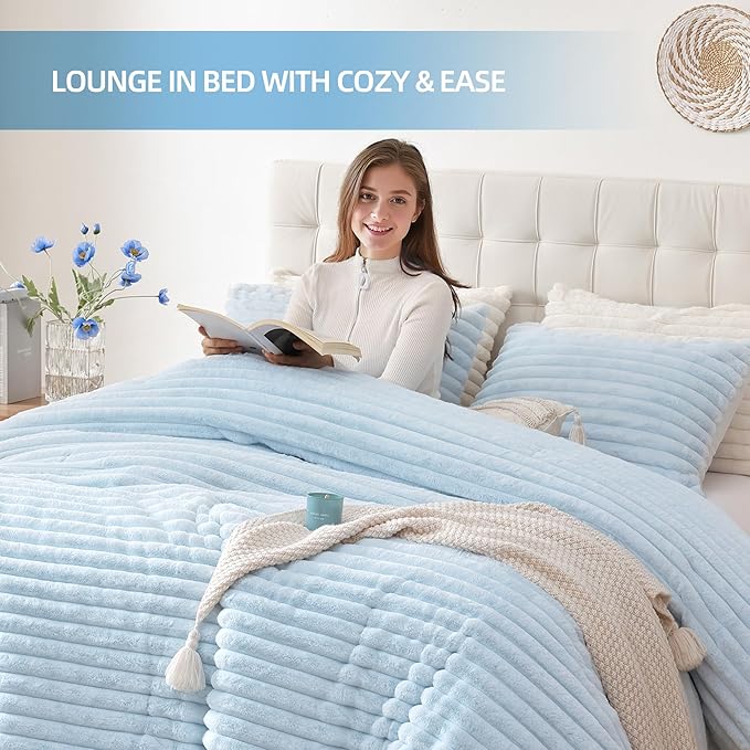 Smoofy Fluffy Full Size Comforter Sets 3 Pieces - Image 6