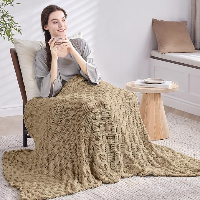 Knitted Weighted Blanket for Adult, No Beads Heavy Blanket 60” x 80'' 20lbs - Image 7