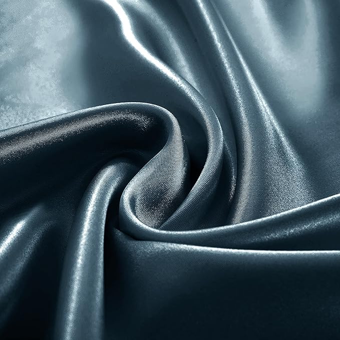 Homiest Deep Sea Blue Satin Fitted Sheet Queen Size, Deep Pocket, Luxury & - Image 4