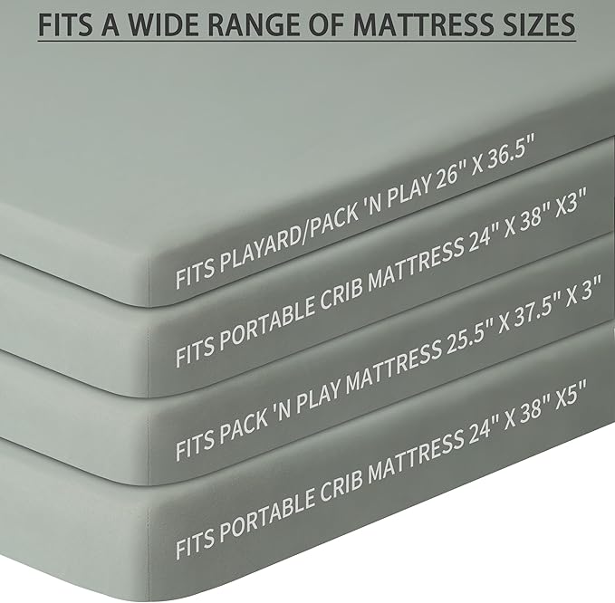 GUNTAIL Pack and Play Sheets Fitted, 2 Pack Pack n Play Sheets - Image 3