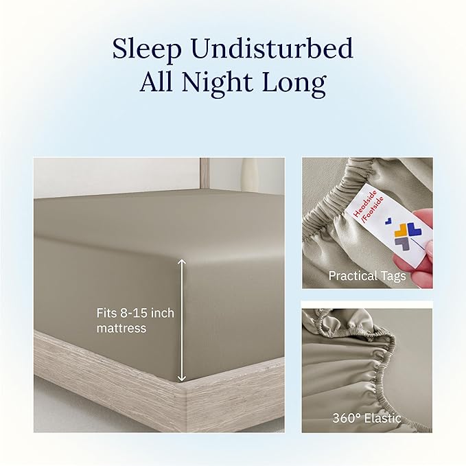California Design Den Twin Bed Fitted Sheet, Soft 400 Thread Count 100% Cotton - Image 6