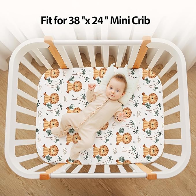 Baby Mini Crib Sheets Boy, Portable 38”x26” Pack and Play Sheets Fitted - Image 4