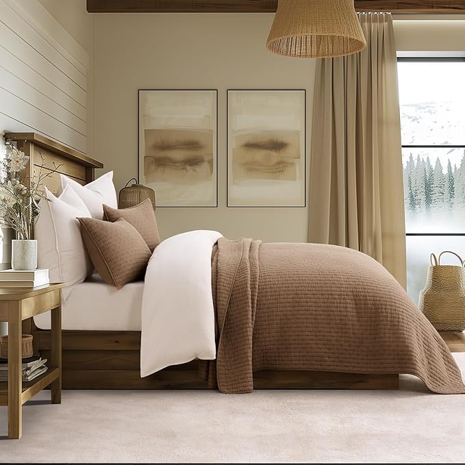 EVERGRACE Cross Stitch Pre-Washed Cotton Quilt Bedding Set King Size, Oversized - Image 4