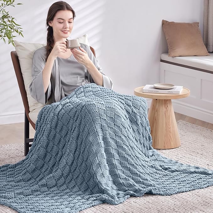 Knitted Weighted Blanket for Adult, No Beads Heavy Blanket 50” x 60'' 7lbs - Image 7
