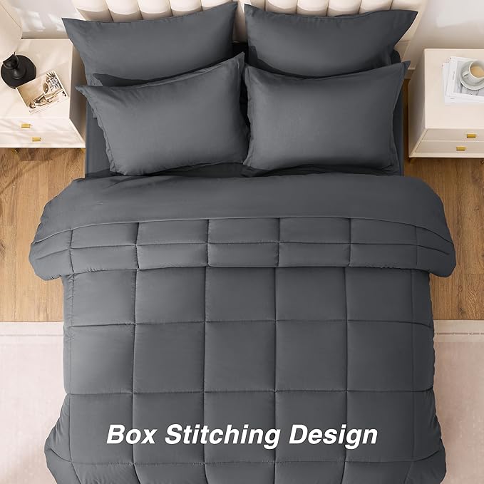 Love's cabin Full Comforter Set Soot Grey, 7 Pieces Full Bed in a Bag, All - Image 4