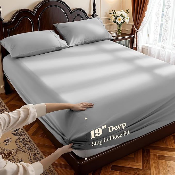 LBRO2M 100% Cotton Sheets Set Deep Pocket 19", 1000 Thread Count King Size 4 - Image 2