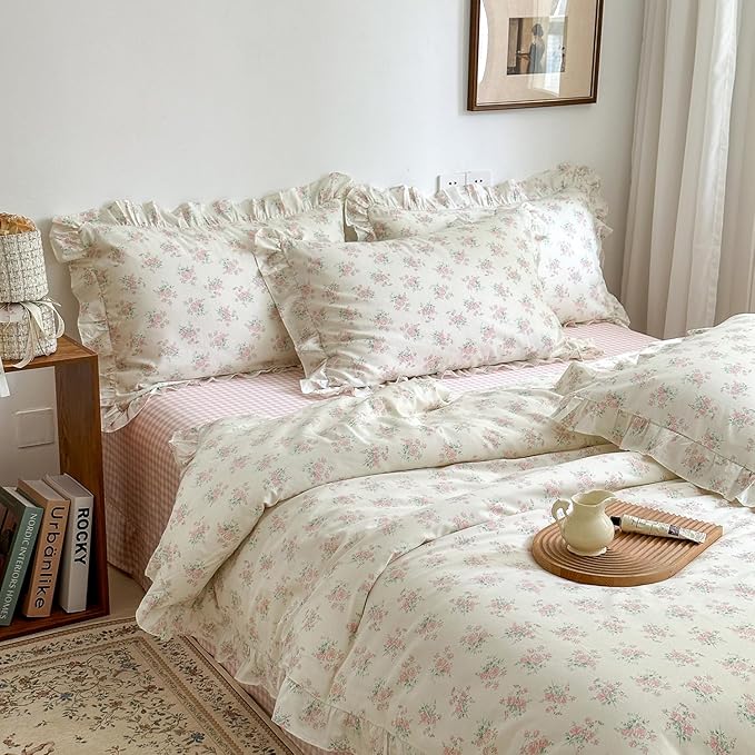 mixinni Pink Floral Duvet Cover Set Full Size - Image 2