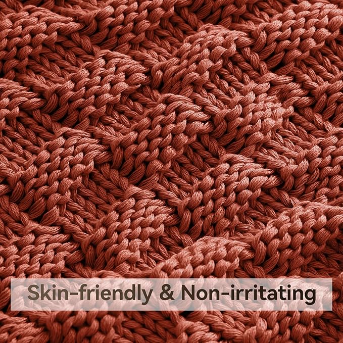 Knitted Weighted Blanket for Adult, No Beads Heavy Blanket 50” x 60'' 10lbs - Image 4