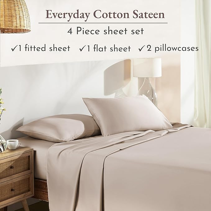 California Design Den Natural 100% Cotton Sheets Full Size Bed Set - Image 4