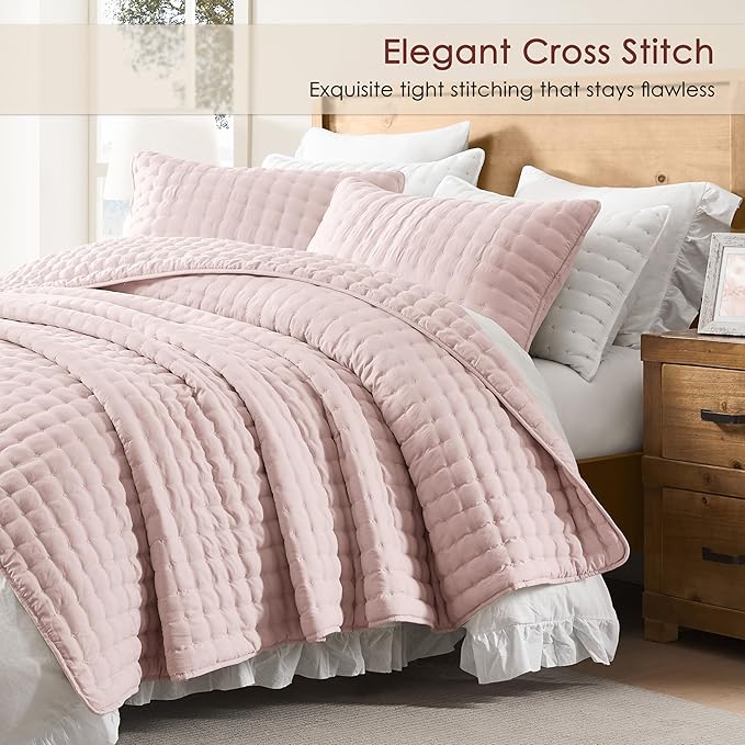 WDCOZY Pink Queen Size Quilt Bedding Sets - Image 3
