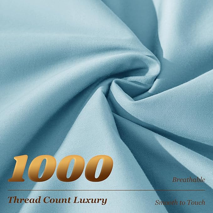 LBRO2M 100% Cotton Sheets Set Deep Pocket 19", 1000 Thread Count King Size 4 - Image 4