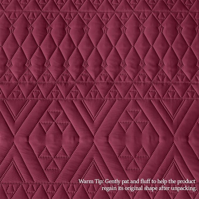 akkialla Twin Quilt Set, Burgundy Lightweight Microfiber Bedspread Coverlet - Image 8