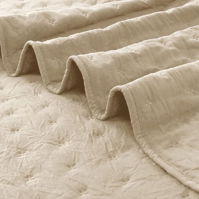 ROARINGWILD Beige Cloud Queen Size Quilt Bedding Sets - Image 4