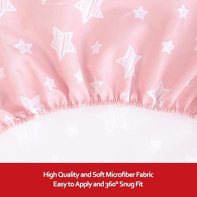 Pack and Play Sheets Girl, Mini Crib Sheets, Stretchy Pack n Play Playard - Image 4