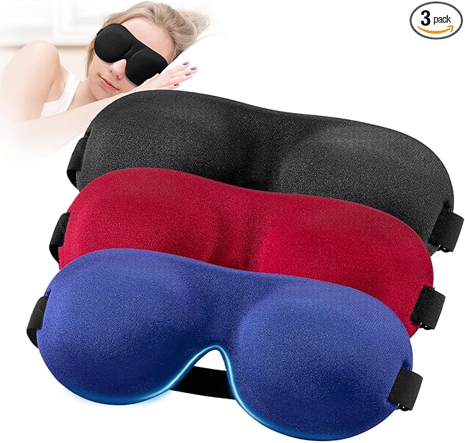 YIVIEW Sleep Mask for Back and Side Sleeper Pack of 3, 100% Light Blocking 3D by YIVIEW