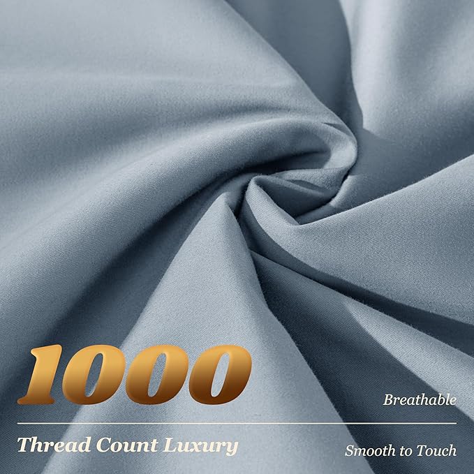 LBRO2M 1000 Thread Count 100% Egyptian Cotton Sheets Set King, 4 Piece Sets Bed - Image 3