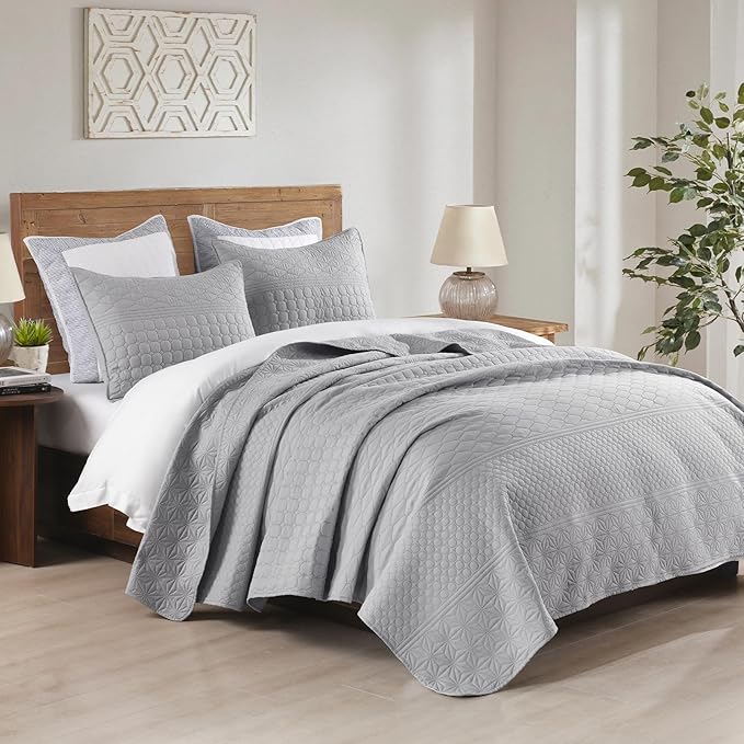 HORIMOTE HOME Grey Queen Size Quilt Set - Image 4