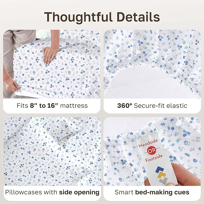 California Design Den Soft Queen Size 100% Cotton Sheet Sets, 400 TC Good - Image 5