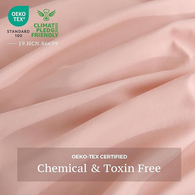 JSD Dusty Pink Duvet Cover Set Queen Size, 3 Piece Duvet Cover - Image 4